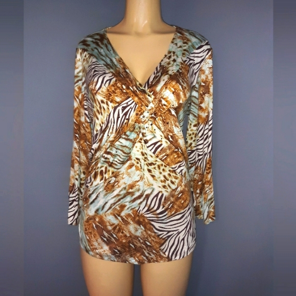 REBA ANIMAL PRINT TOP SZ XLG - Picture 1 of 6